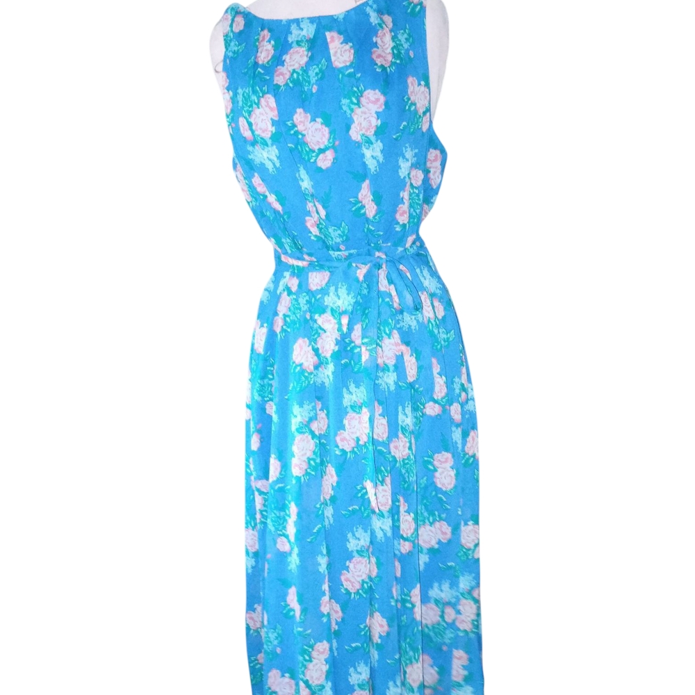 New York Collections Floral Blue Midi Dress